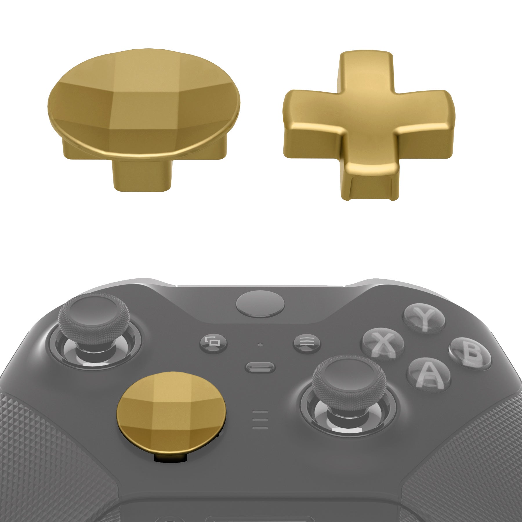 eXtremeRate Retail 2 pcs Metalic Hero Gold Magnetic Stainless Steel D-Pads for Xbox One Elite & Xbox One Elite Series 2 Controller - IL403