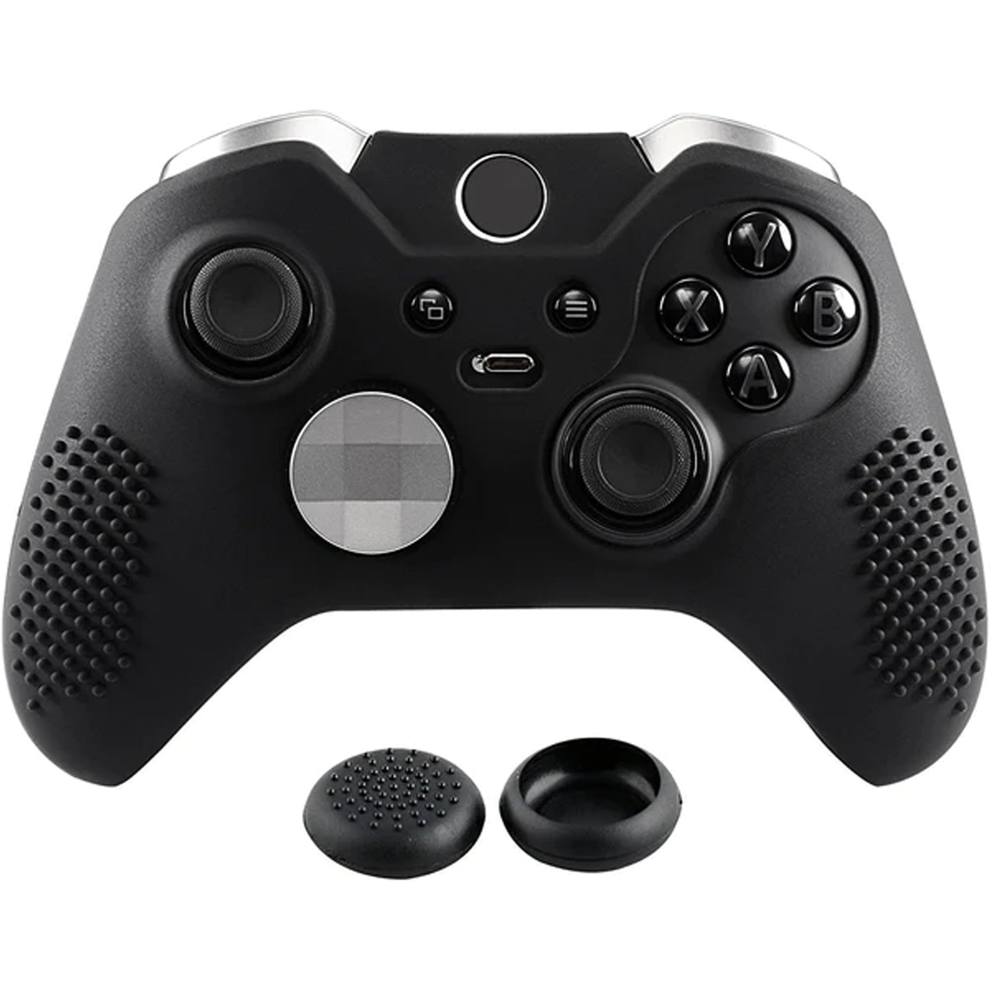eXtremeRate Protective Anti-Slip Silicone Case with Thumb Grips Caps for Xbox One Elite Controller - Black eXtremeRate
