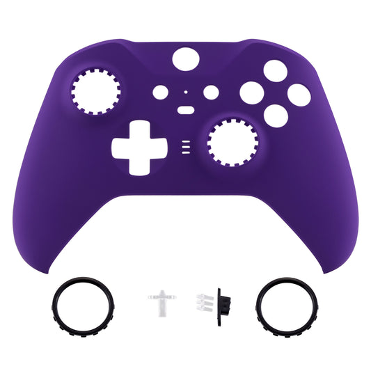 Purple Soft Touch Grip Faceplate Cover, Front Housing Shell Case Replacement Kit for Xbox One Elite Series 2 Controller (Model 1797 and Core Model 1797) - Thumbstick Accent Rings Included - ELP307 eXtremeRate