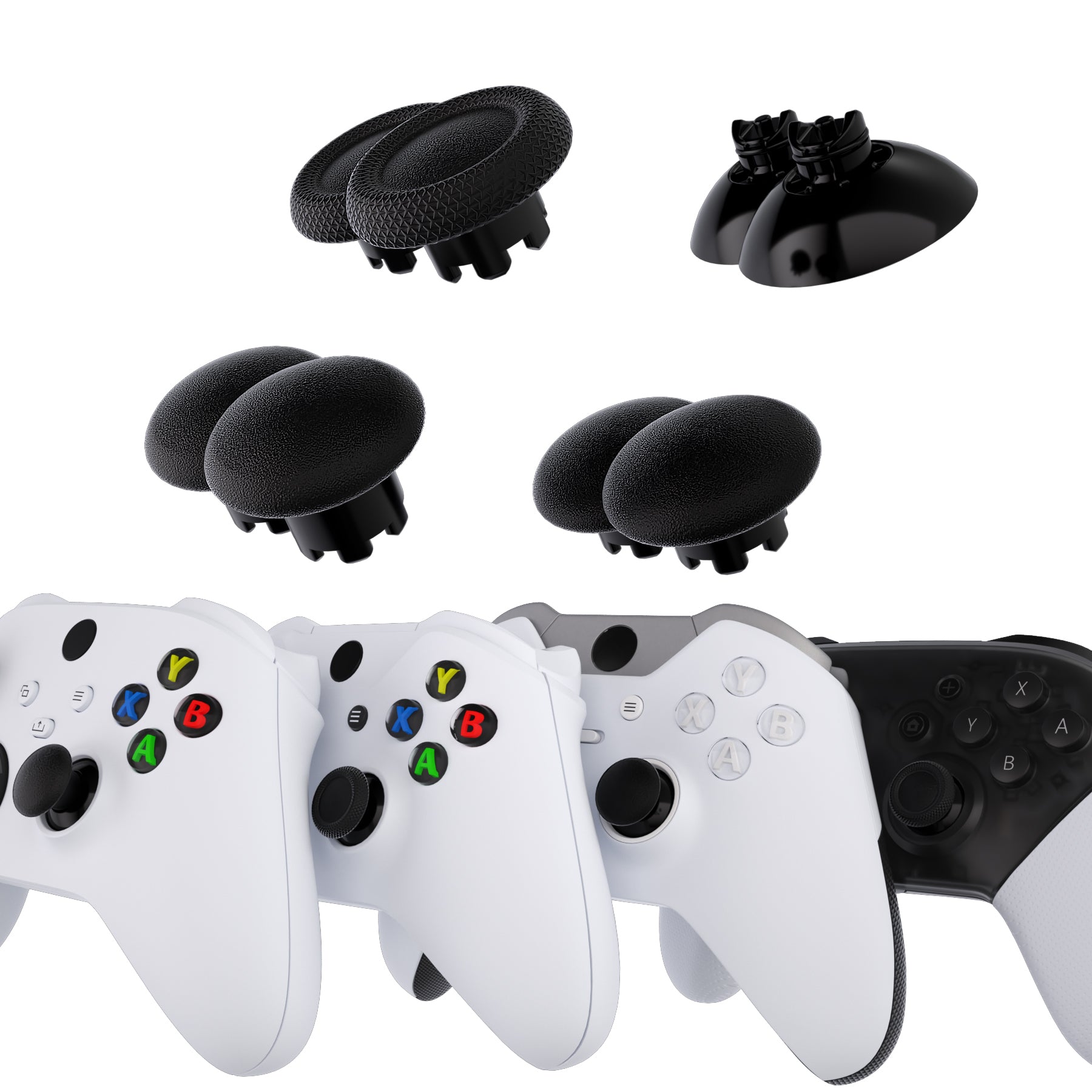 eXtremeRate EDGE Sticks Replacement Interchangeable Thumbsticks for Xbox Series X/S & Xbox Core & Xbox One X/S & Xbox Elite V1 & NS Switch Pro Controller - Black eXtremeRate