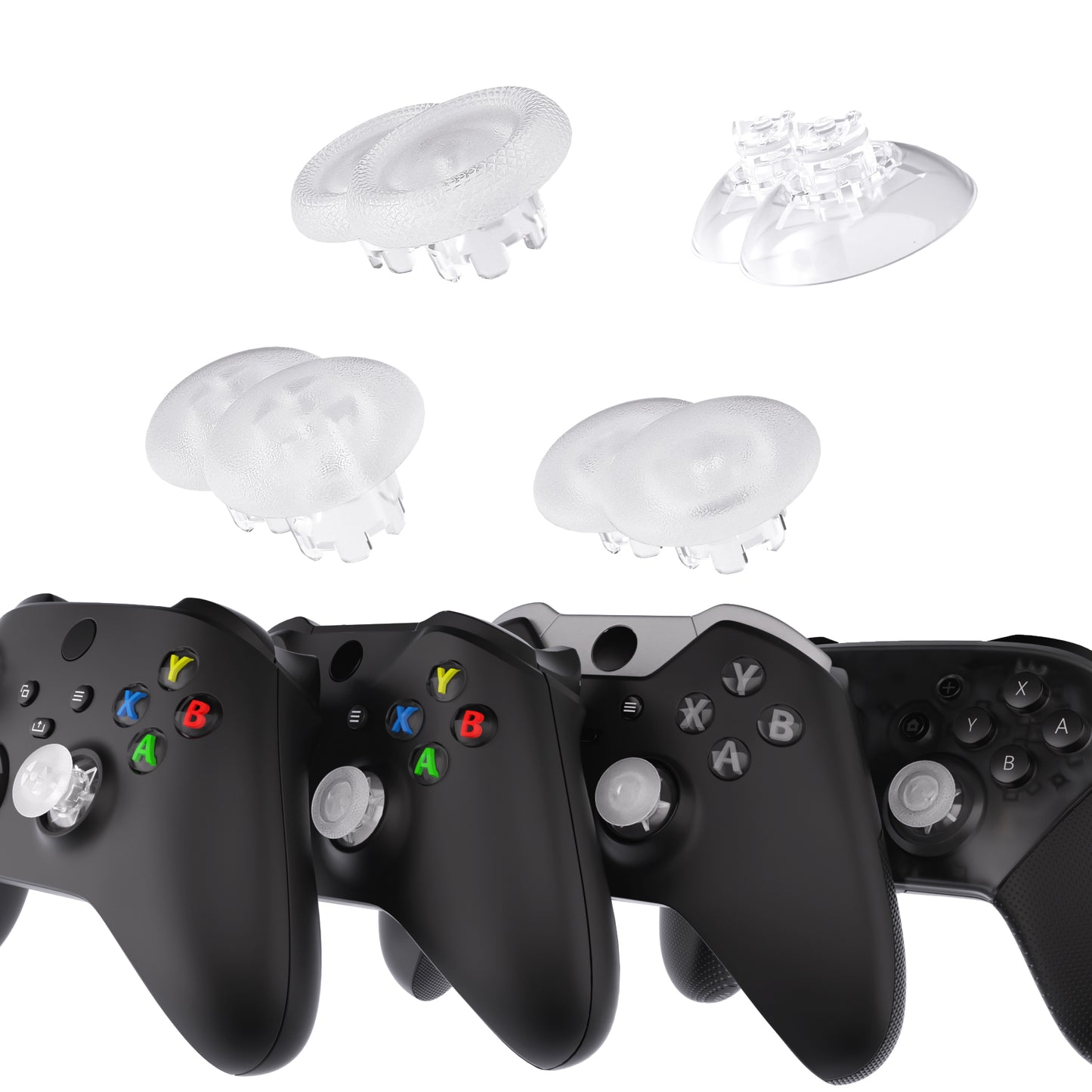 eXtremeRate EDGE Sticks Replacement Interchangeable Thumbsticks for Xbox Series X/S & Xbox Core & Xbox One X/S & Xbox Elite V1 & NS Switch Pro Controller - Clear eXtremeRate