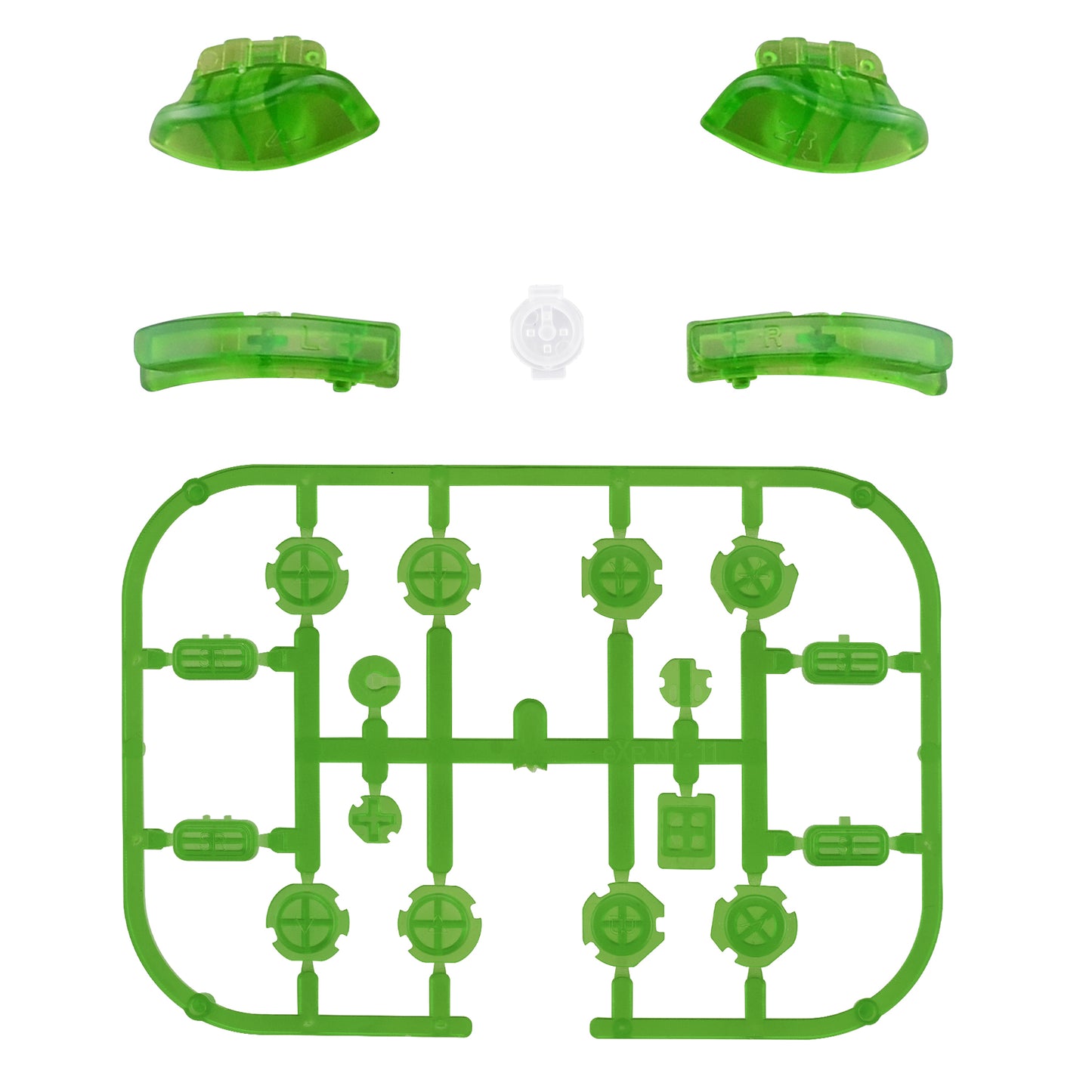 eXtremeRate Replacement Full Set Buttons for Joycon of NS Switch - Transparent Clear Green eXtremeRate