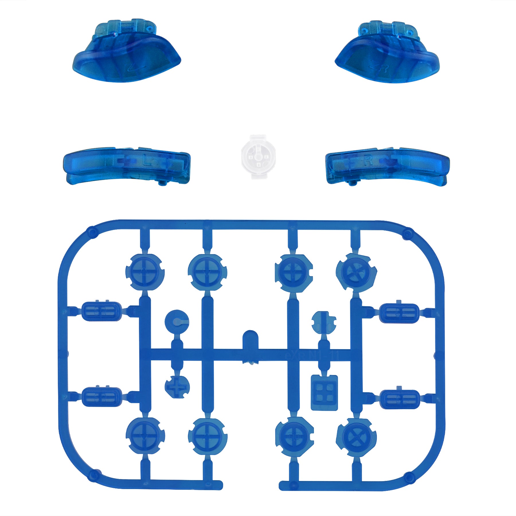 eXtremeRate Replacement Full Set Buttons for Joycon of NS Switch - Transparent Clear Blue eXtremeRate