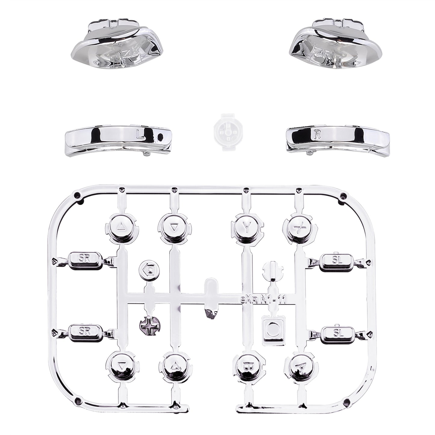 eXtremeRate Replacement Full Set Buttons for Joycon of NS Switch - Chrome Silver Glossy