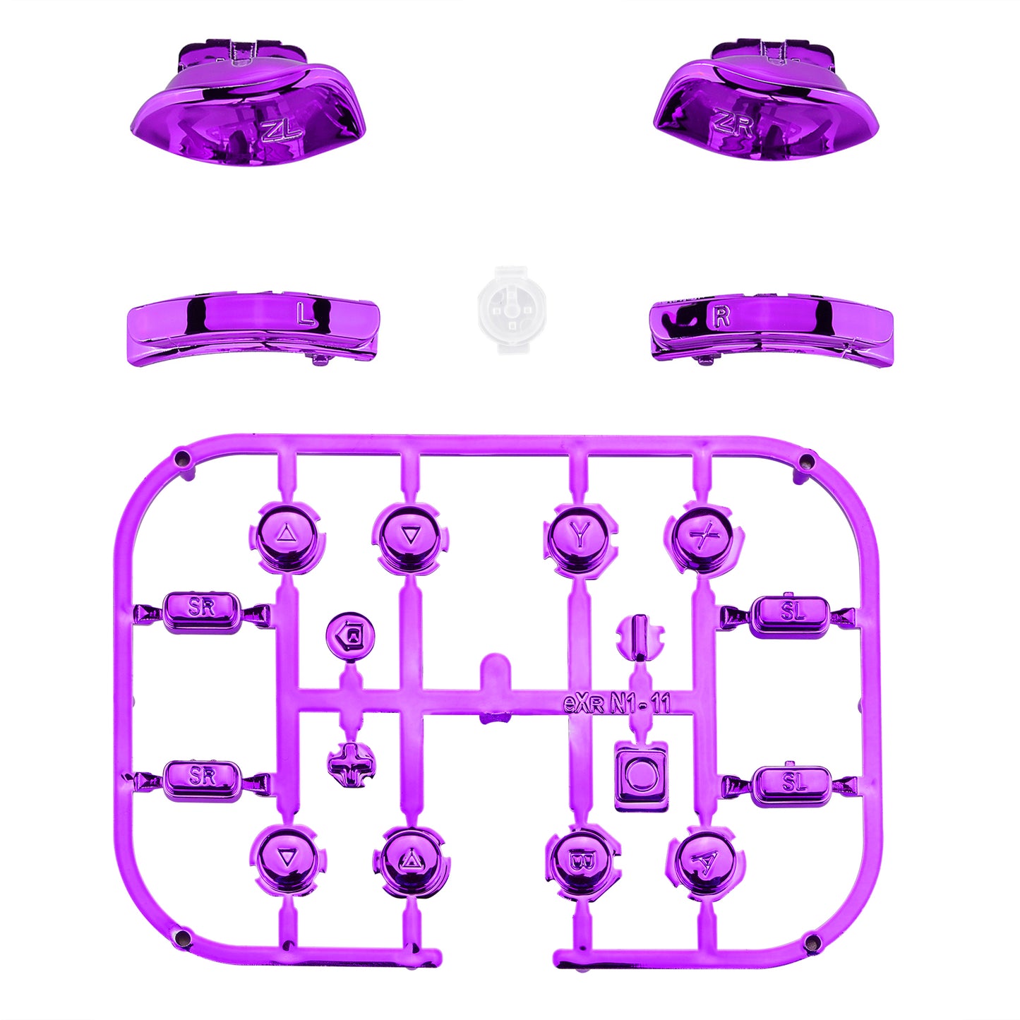 eXtremeRate Replacement Full Set Buttons for Joycon of NS Switch - Chrome Purple Glossy