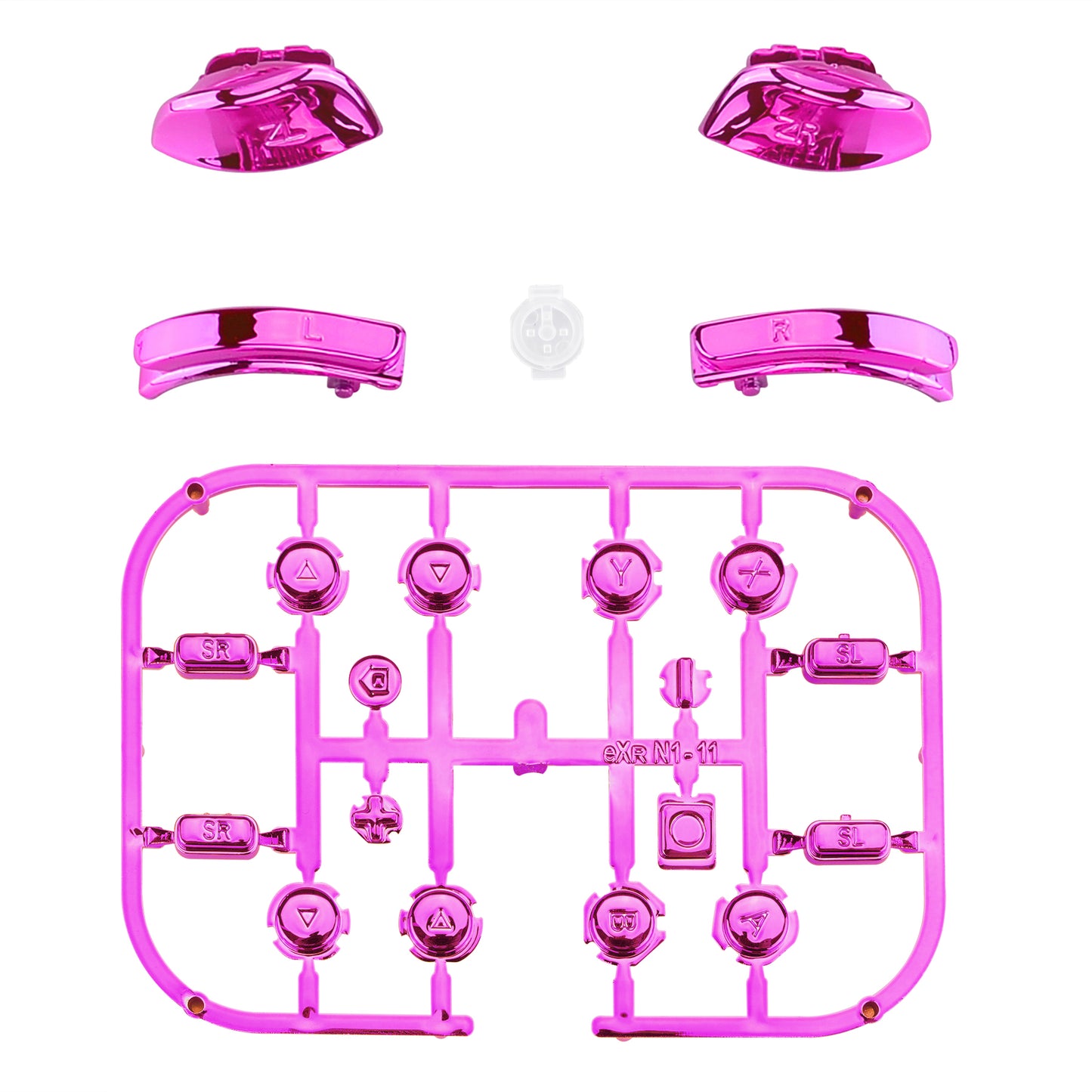 eXtremeRate Replacement Full Set Buttons for Joycon of NS Switch - Chrome Pink Glossy