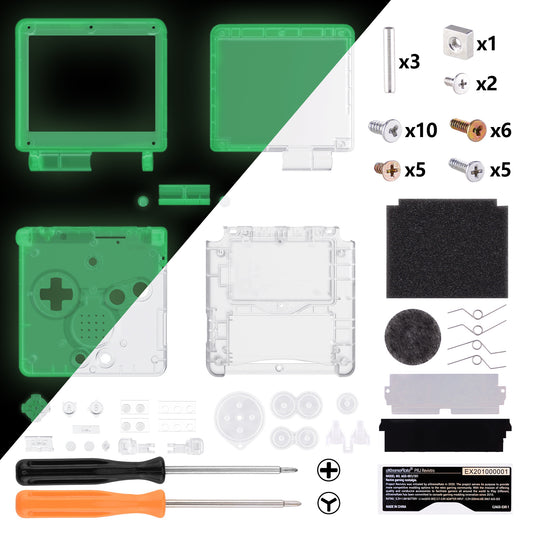 eXtremeRate IPS Ready Upgraded Replacement Full Set Shells with Buttons for Gameboy Advance SP GBA SP, Compatible with Both IPS & Standard LCD - Glow in Dark - Green eXtremeRate
