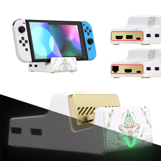 eXtremeRate AiryDocky DIY Kit Replacement Shell Case for Nintendo Switch Dock - Glow in Dark - Totem of Kingdom White eXtremeRate