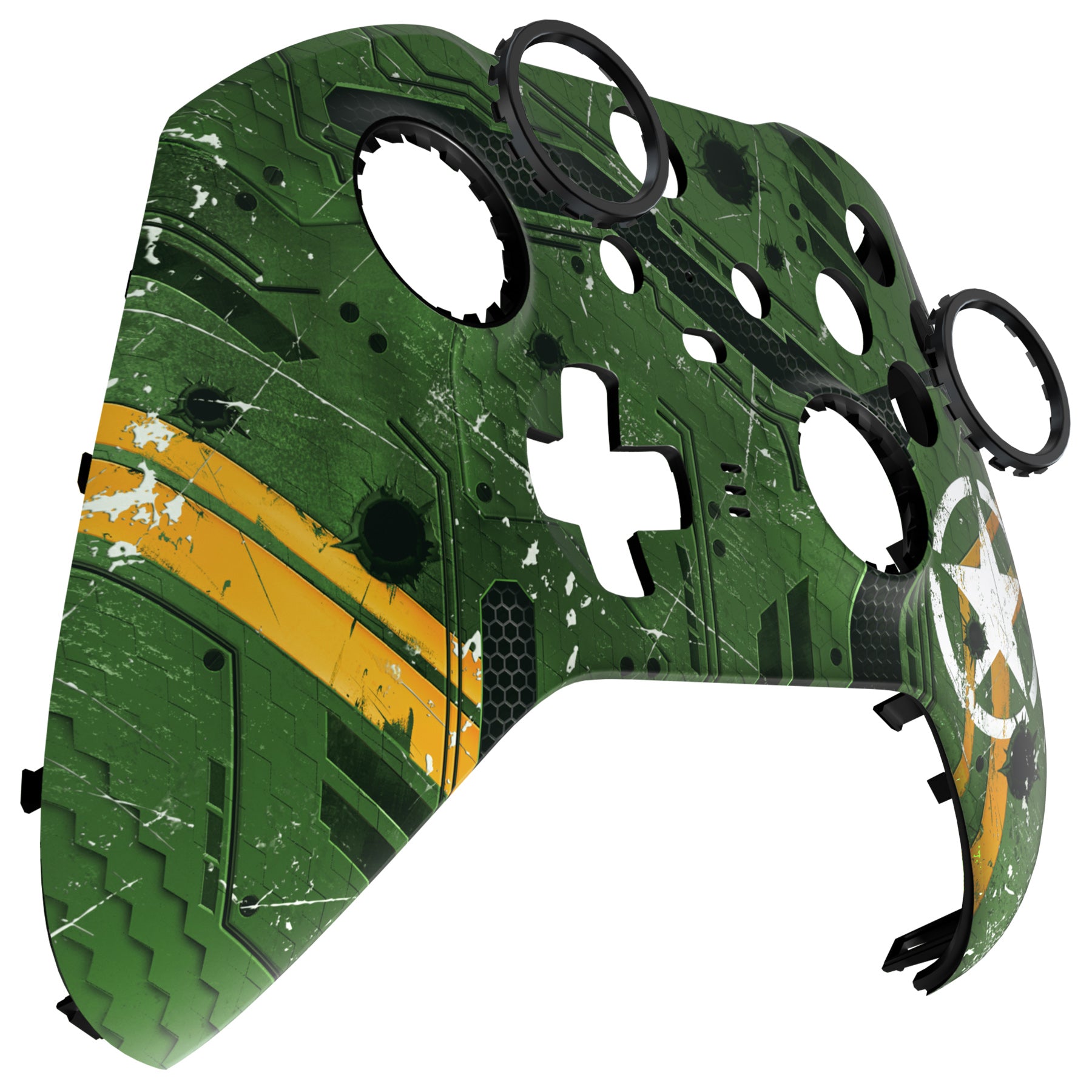 eXtremeRate Retail Army Mecha Faceplate Cover, Soft Touch Front Housing Shell Case Replacement Kit for Xbox One Elite Series 2 Controller Model 1797 - Thumbstick Accent Rings Included - ELT152
