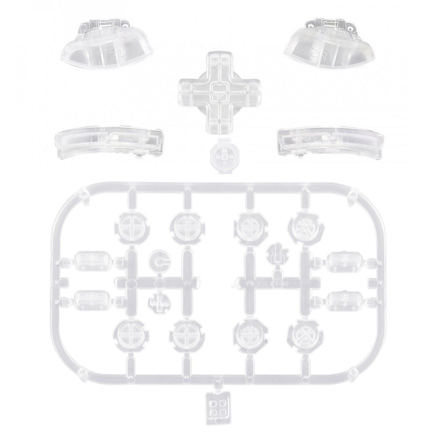 eXtremeRate Dpad Version Replacement Full Set Buttons for Joycon of Switch (D-pad ONLY Fits for eXtremeRate D-pad Shell for Joycon) - Transparent Clear eXtremeRate