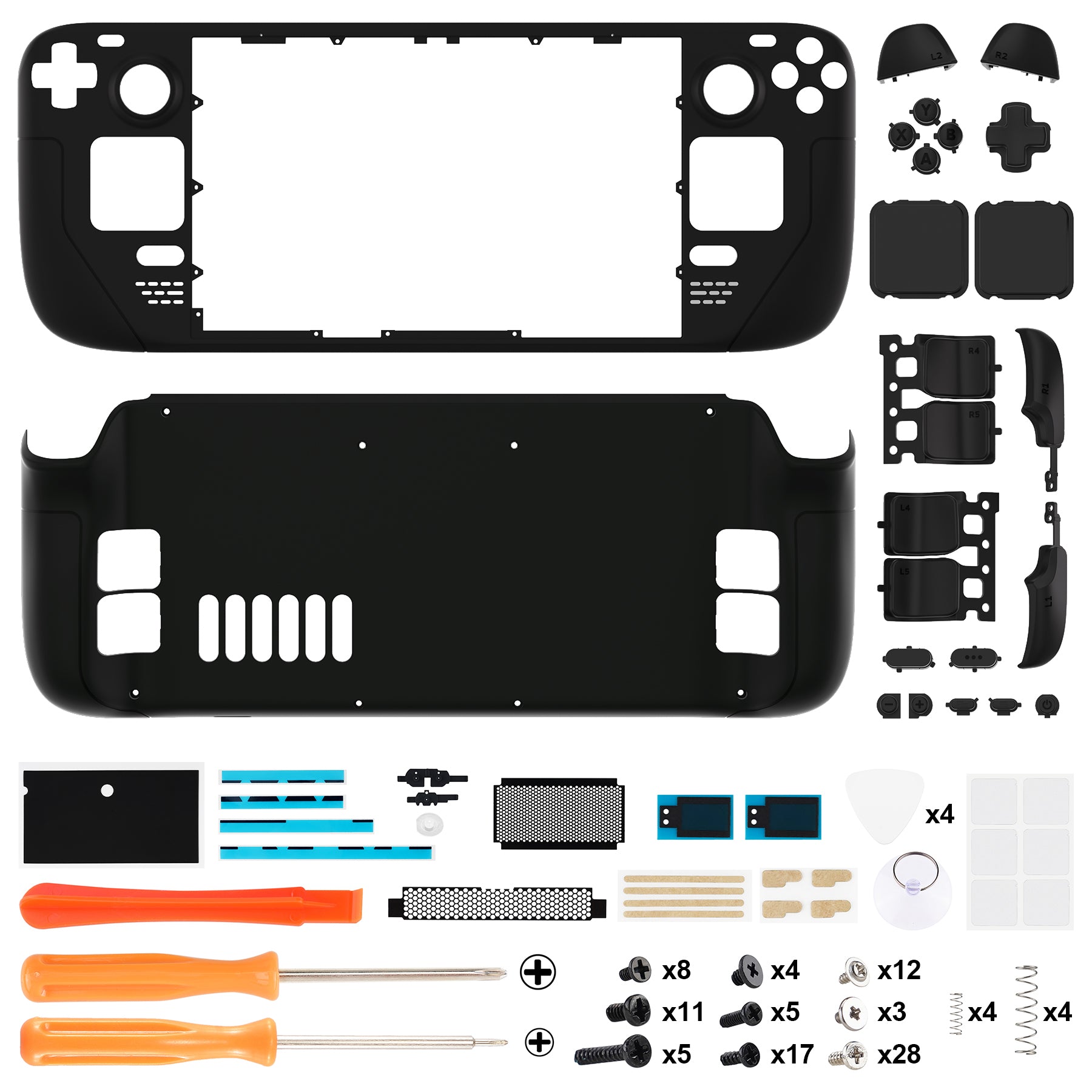 eXtremeRate Black Soft Touch Custom Faceplate Back Plate Shell for Steam  Deck, Handheld Console Replacement Housing Case, DIY Full Set Shell with 