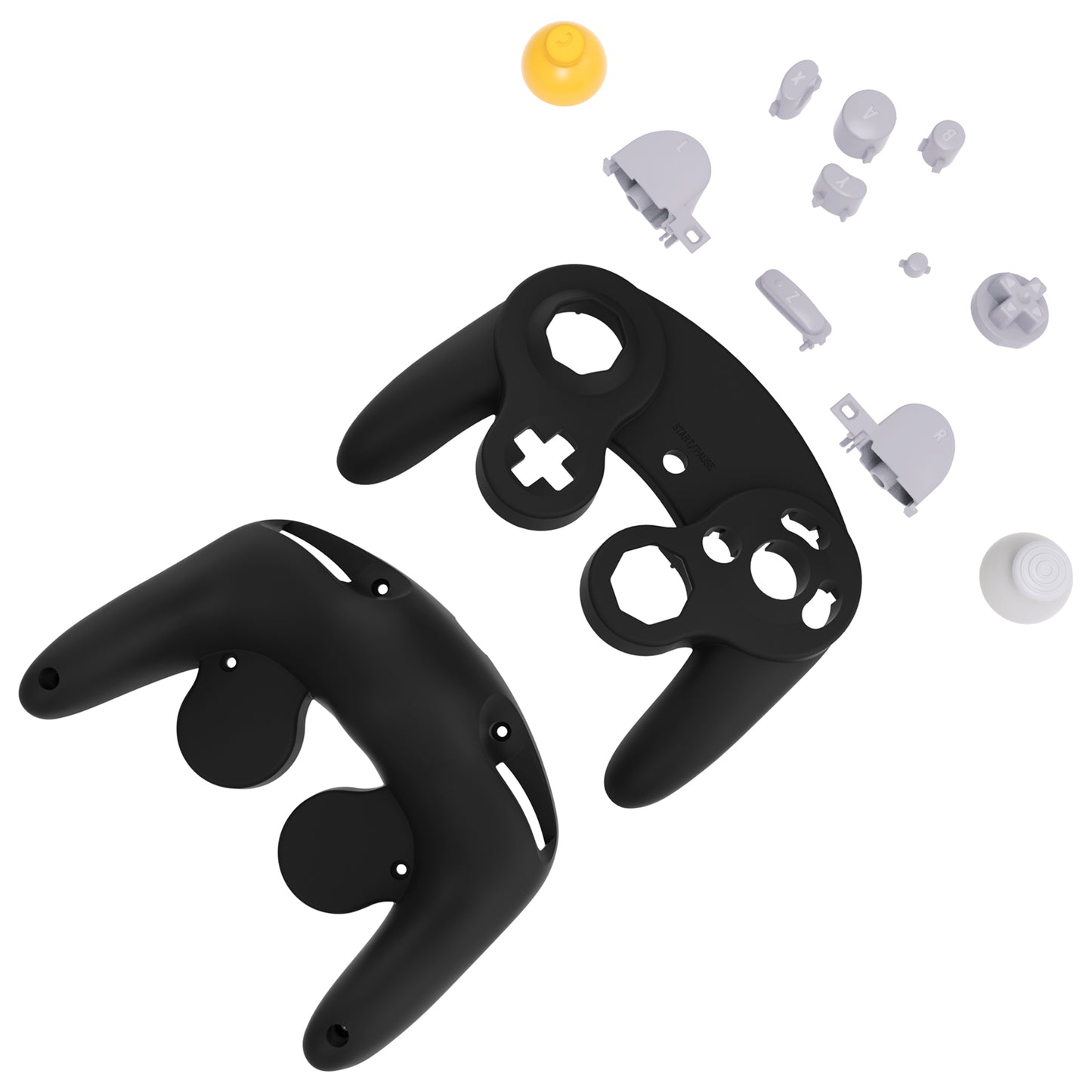 eXtremeRate Retail Black Replacement Faceplate Backplate with Buttons for Nintendo GameCube Controller - GCNP3005