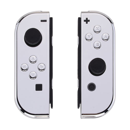 eXtremeRate Replacement Full Set Shell Case with Buttons for Joycon of NS Switch - Chrome Silver