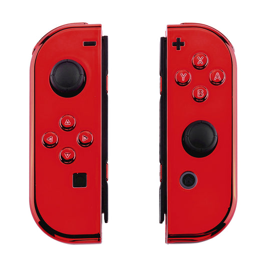 eXtremeRate Replacement Full Set Shell Case with Buttons for Joycon of NS Switch - Chrome Red