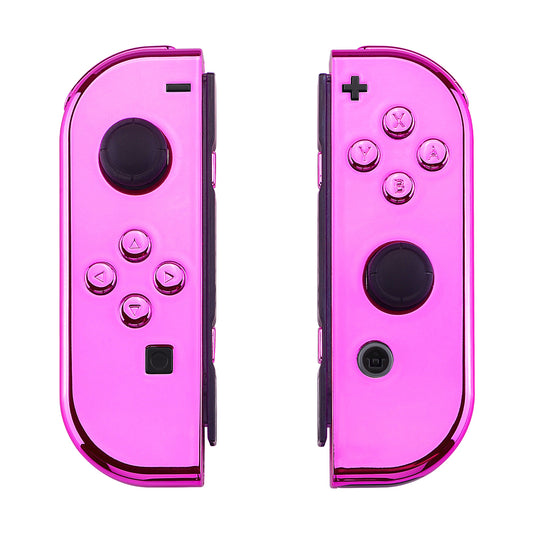 eXtremeRate Replacement Full Set Shell Case with Buttons for Joycon of NS Switch - Chrome Pink Glossy eXtremeRate