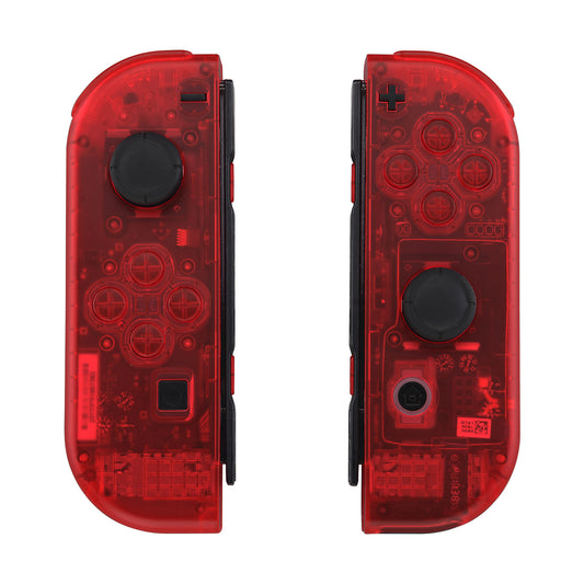 eXtremeRate Replacement Full Set Shell Case with Buttons for Joycon of NS Switch - Transparent Clear Red eXtremeRate