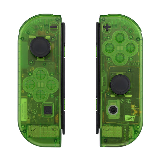 eXtremeRate Replacement Full Set Shell Case with Buttons for Joycon of NS Switch - Transparent Clear Green eXtremeRate