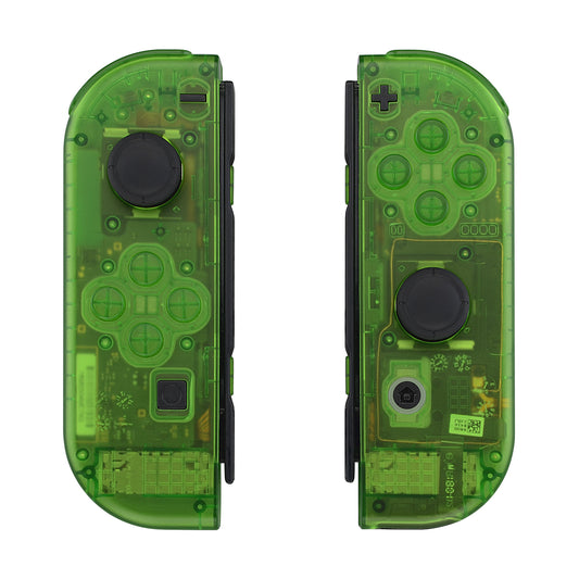 eXtremeRate Replacement Full Set Shell Case with Buttons for Joycon of NS Switch - Transparent Clear Green