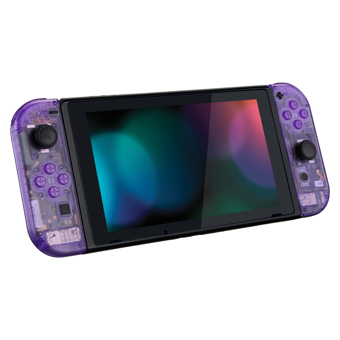 eXtremeRate Replacement Full Set Shell Case with Buttons for Joycon of NS Switch - Clear Atomic Purple