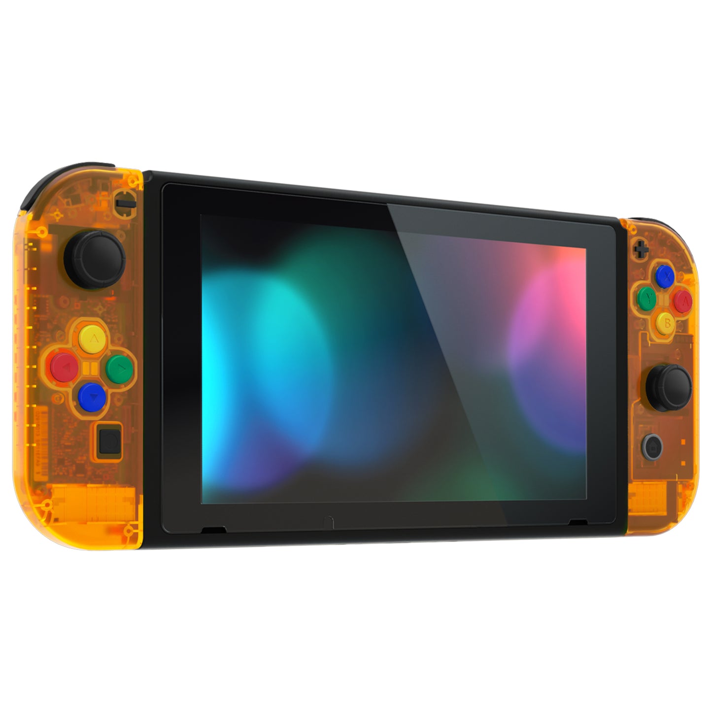 eXtremeRate Replacement Full Set Shell Case with Buttons for Joycon of NS Switch - Clear Orange