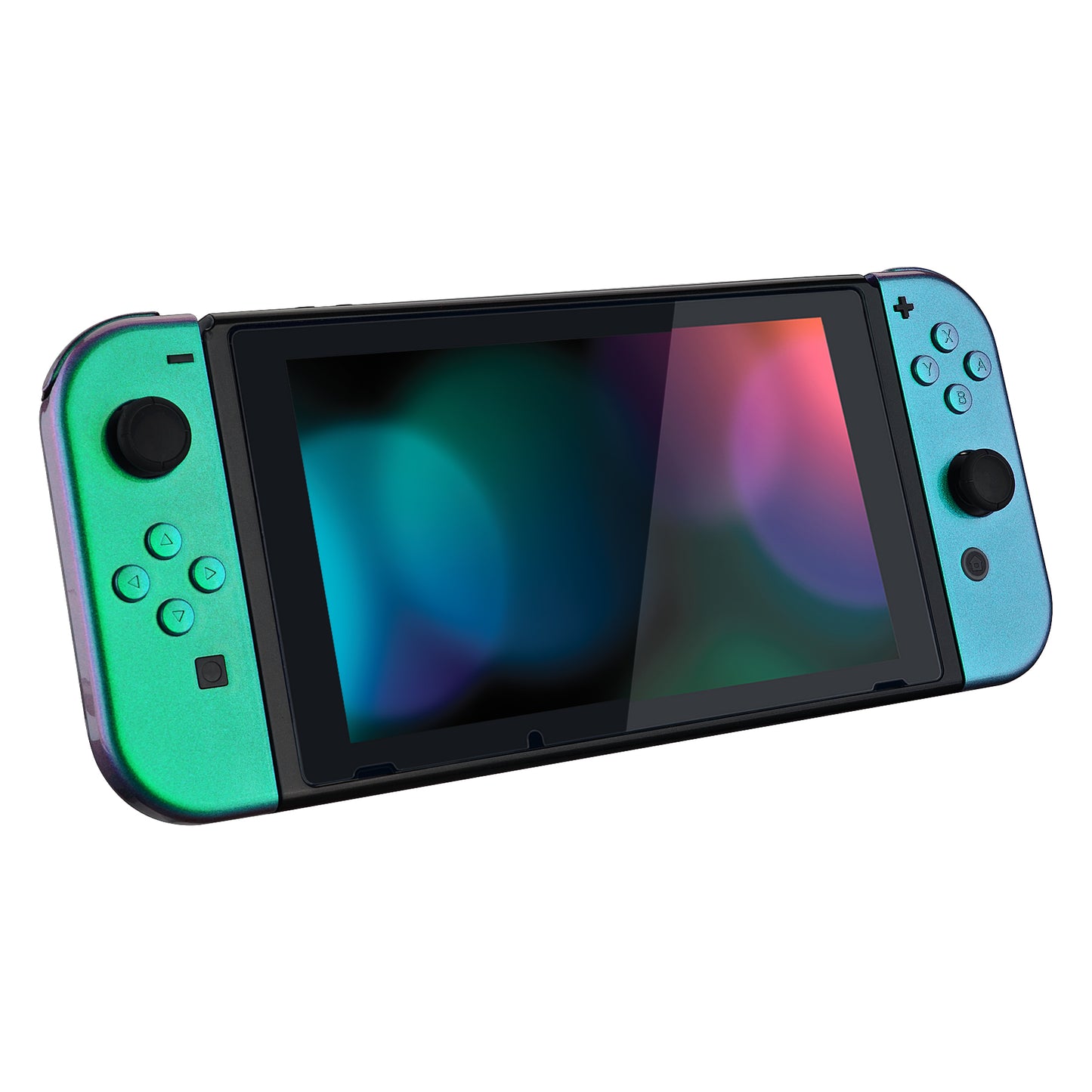 eXtremeRate Replacement Full Set Shell Case with Buttons for Joycon of NS Switch - Chameleon Green Purple