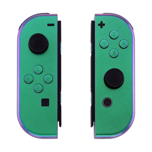 eXtremeRate Replacement Full Set Shell Case with Buttons for Joycon of NS Switch - Chameleon Green Purple eXtremeRate