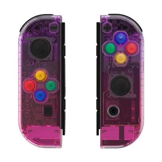 eXtremeRate Replacement Full Set Shell Case with Buttons for Joycon of NS Switch - Clear Atomic Purple Rose Red eXtremeRate