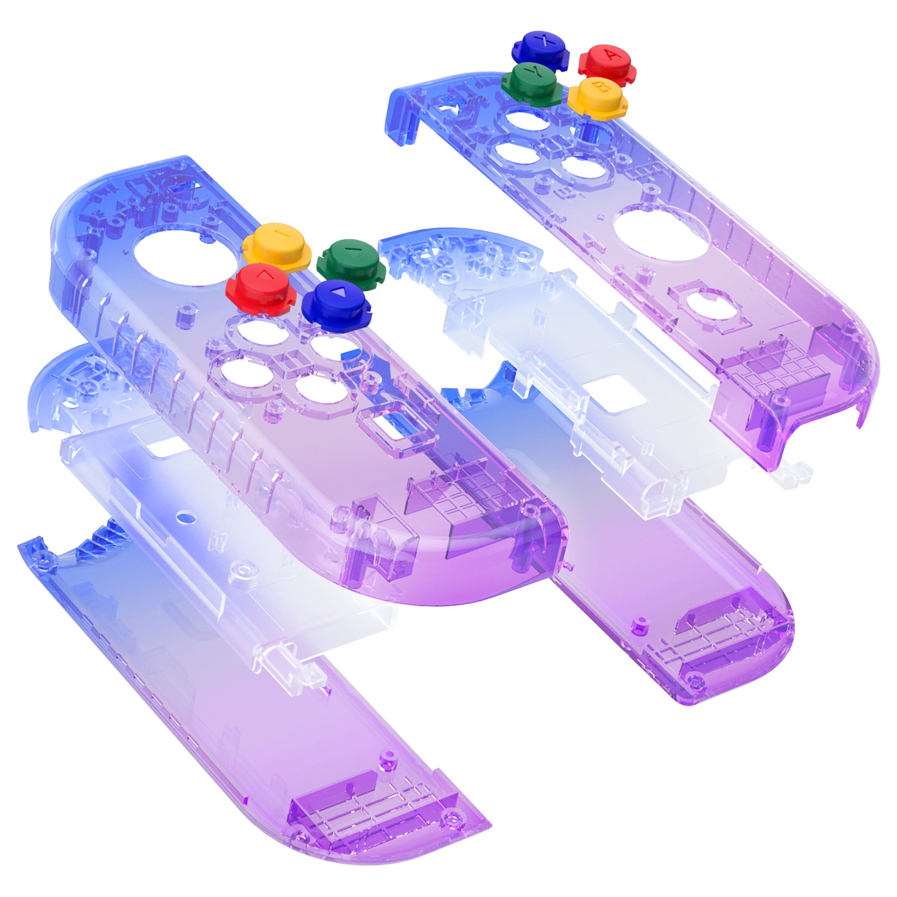 eXtremeRate Retail Gradient Translucent Bluebell Joycon Handheld Controller Housing with Full Set Buttons, DIY Replacement Shell Case for NS Switch JoyCon & OLED JoyCon - Console Shell NOT Included - CP339