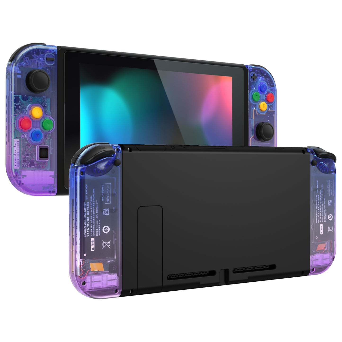 eXtremeRate Replacement Full Set Shell Case with Buttons for Joycon of NS Switch - Gradient Translucent Bluebell