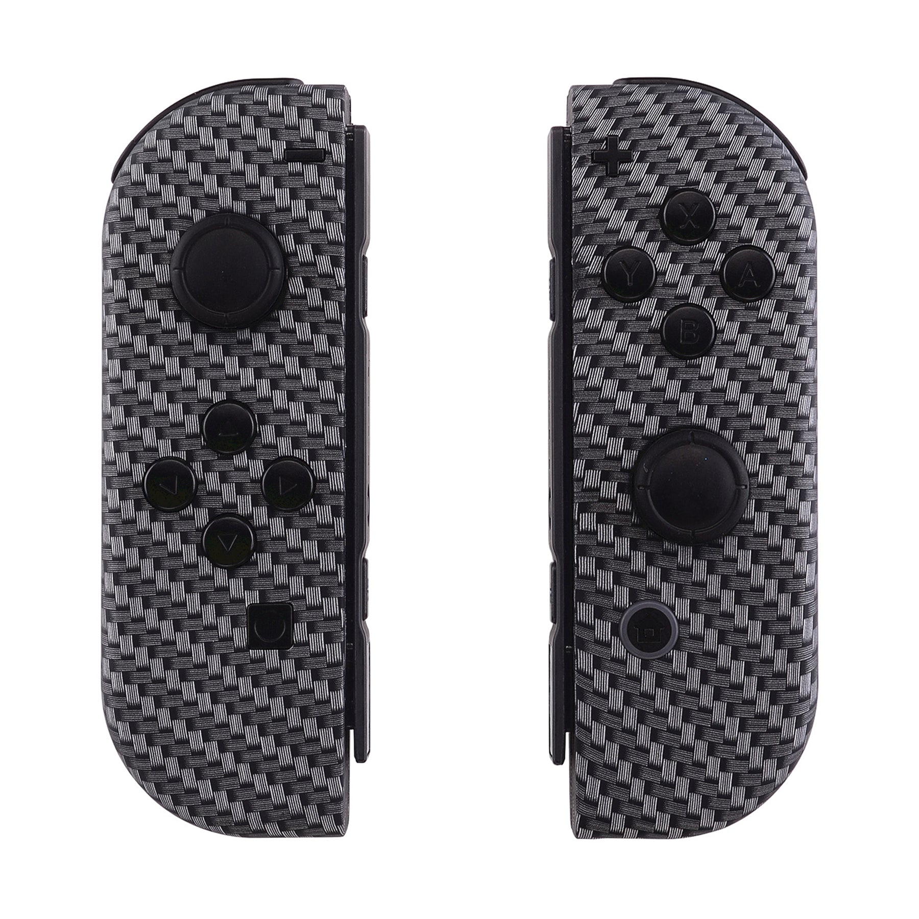 eXtremeRate Replacement Full Set Shell Case with Buttons for Joycon of NS Switch - Black Silver Carbon Fiber eXtremeRate