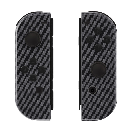 eXtremeRate Replacement Full Set Shell Case with Buttons for Joycon of NS Switch - Graphite Carbon Fiber