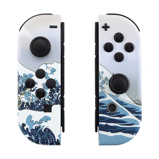 eXtremeRate Replacement Full Set Shell Case with Buttons for Joycon of NS Switch - The Great Wave Patterned eXtremeRate