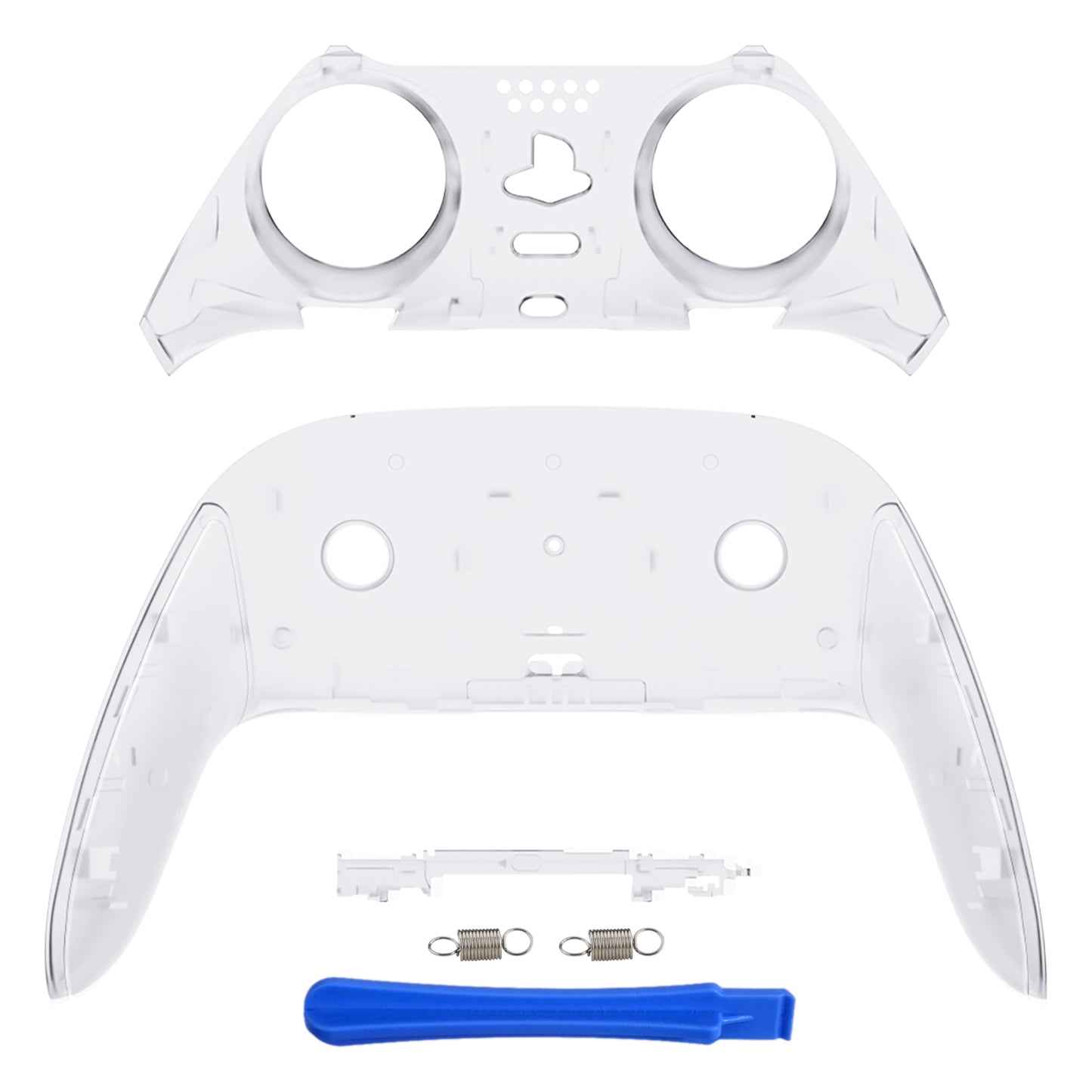 eXtremeRate Replacement Top Bottom Decorative Trim Shell Compatible with PS5 Edge Controller - Clear