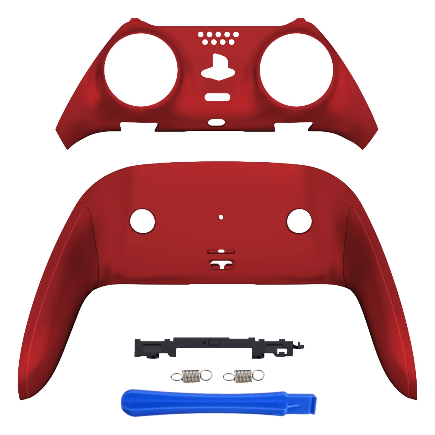 eXtremeRate Replacement Top Bottom Decorative Trim Shell Compatible with PS5 Edge Controller - Scarlet Red