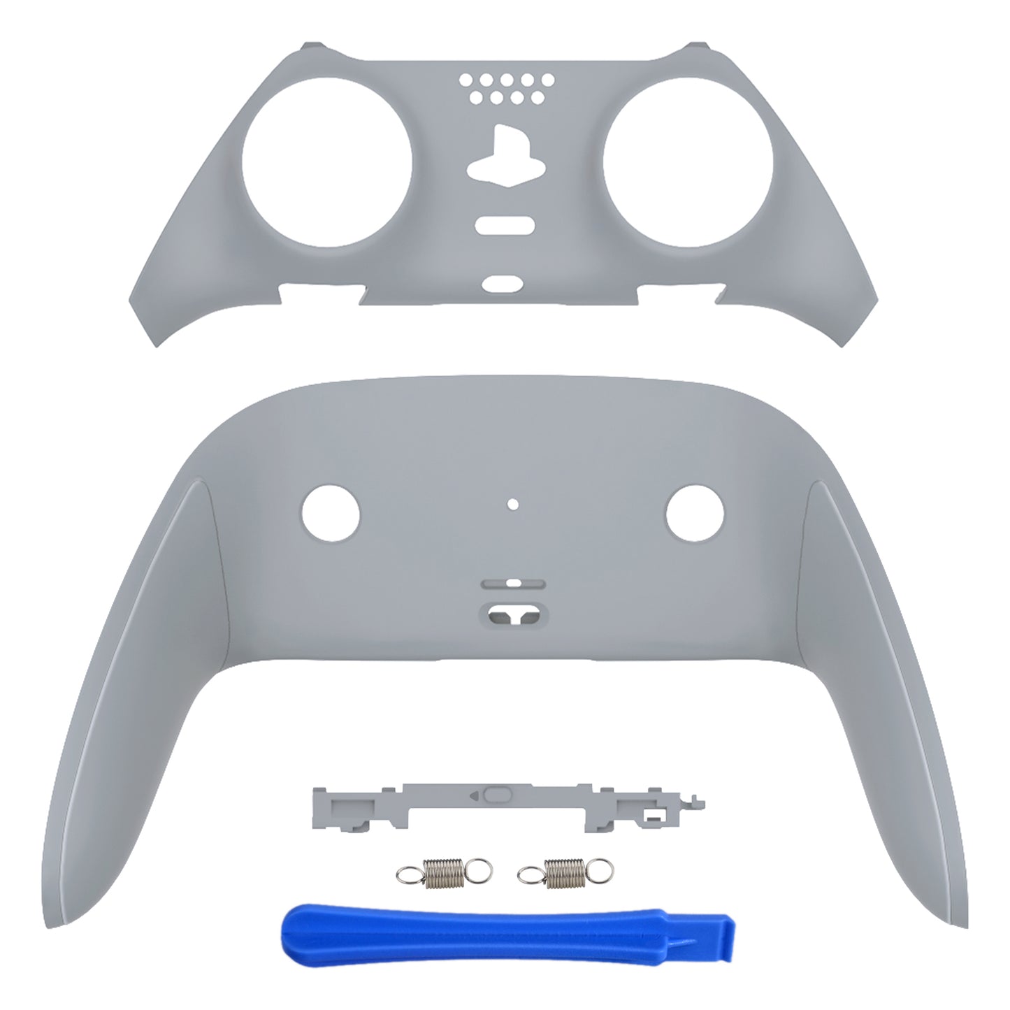 eXtremeRate Replacement Top Bottom Decorative Trim Shell Compatible with PS5 Edge Controller - New Hope Gray