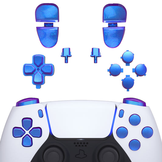 eXtremeRate Retail Replacement D-pad R1 L1 R2 L2 Triggers Share Options Face Buttons, Chameleon Purple Blue Full Set Buttons Compatible with ps5 Controller BDM-030 - JPF1001G3