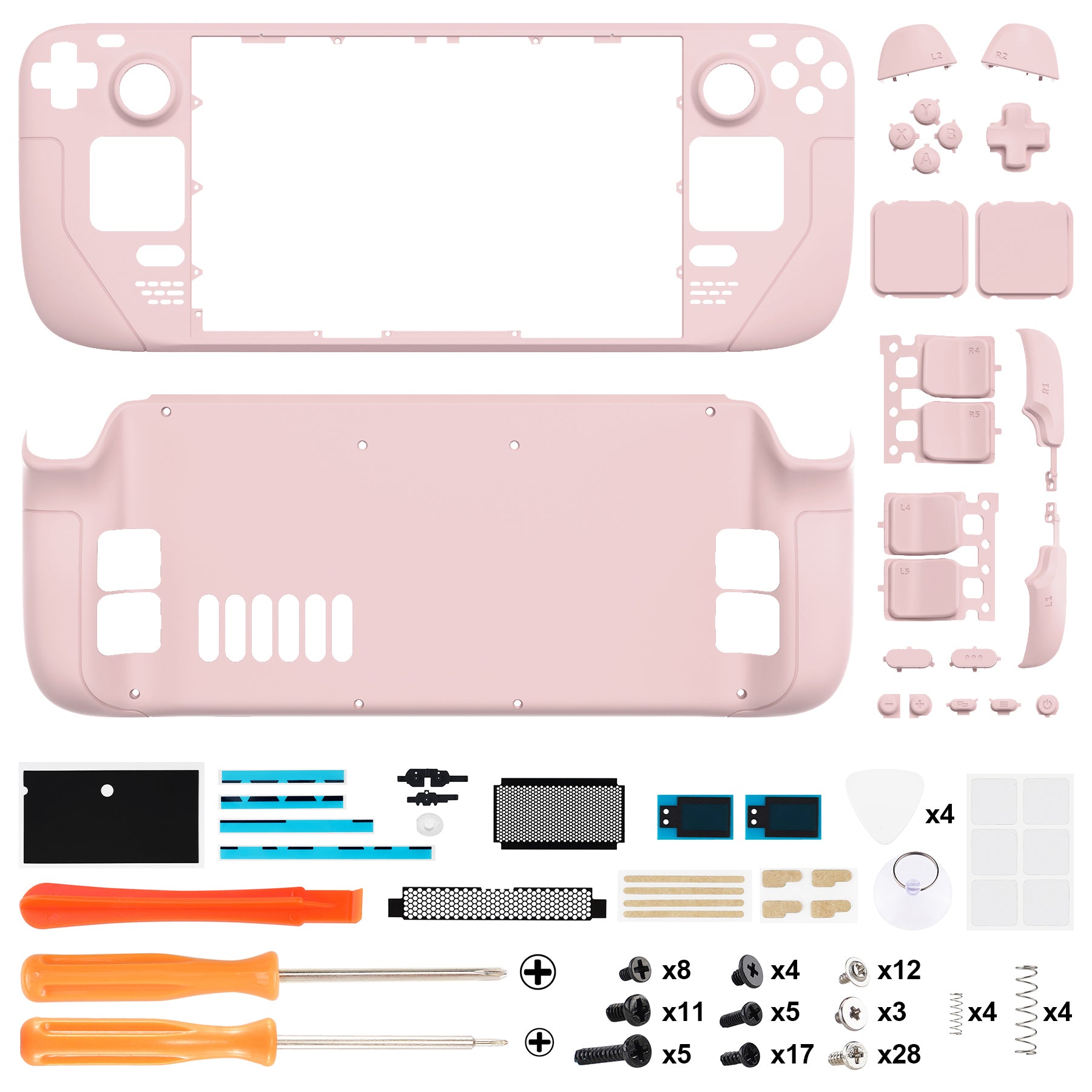eXtremeRate Retail Cherry Blossoms Pink Custom Full Set Shell with Buttons for Steam Deck Console