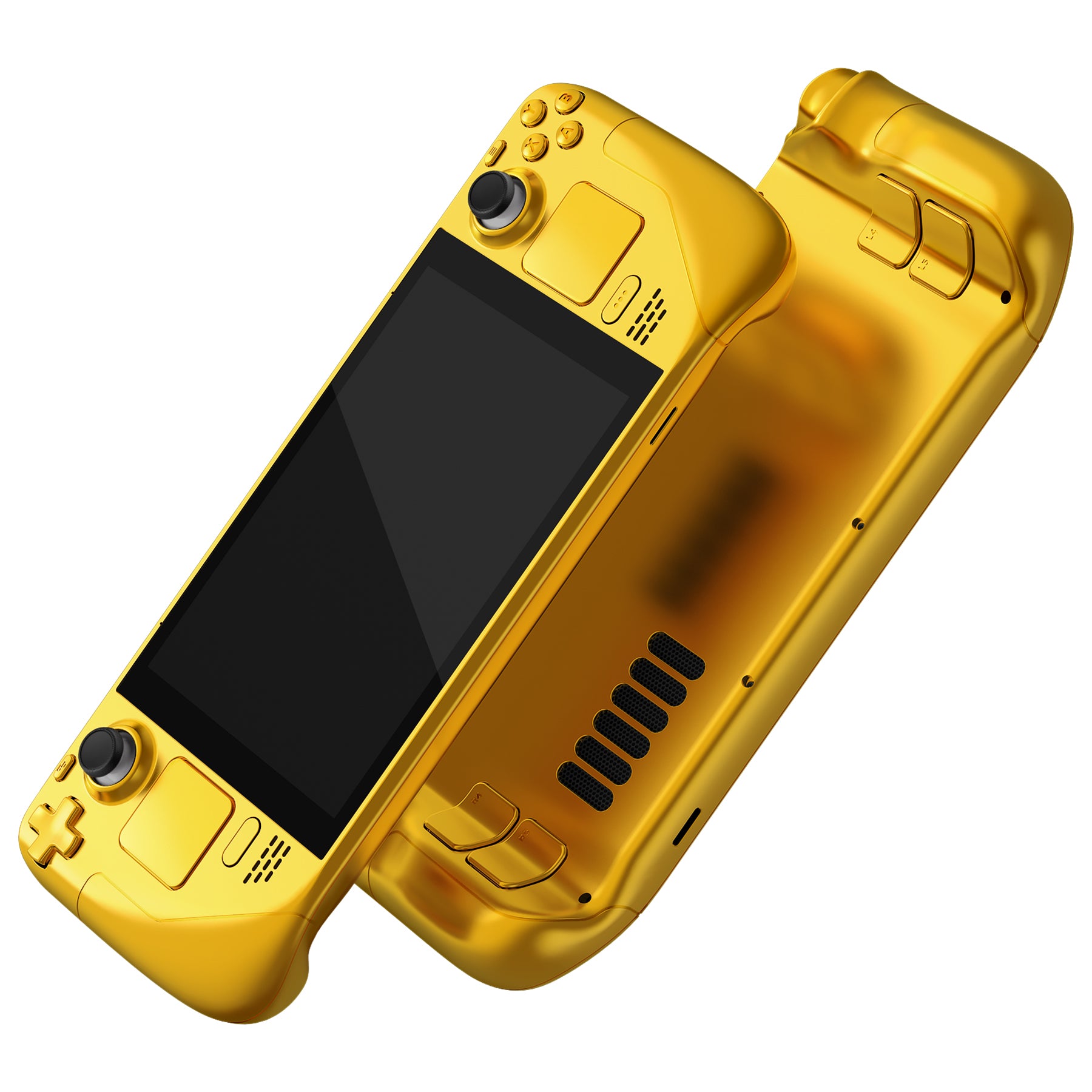 eXtremeRate Retail Chrome Gold Custom Full Set Shell with Buttons for Steam Deck Console