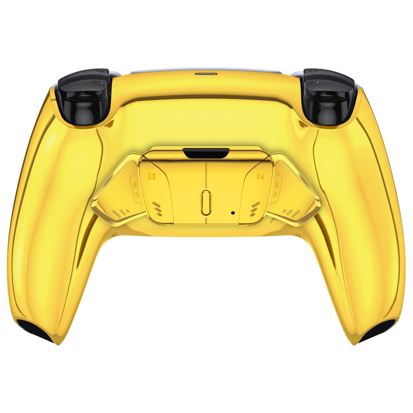 eXtremeRate Retail Chrome Gold Remappable RISE 4.0 Remap Kit for PS5 Controller BDM-030, Upgrade Board & Redesigned Back Shell & 4 Back Buttons for PS5 Controller - Controller NOT Included - YPFD4001G3