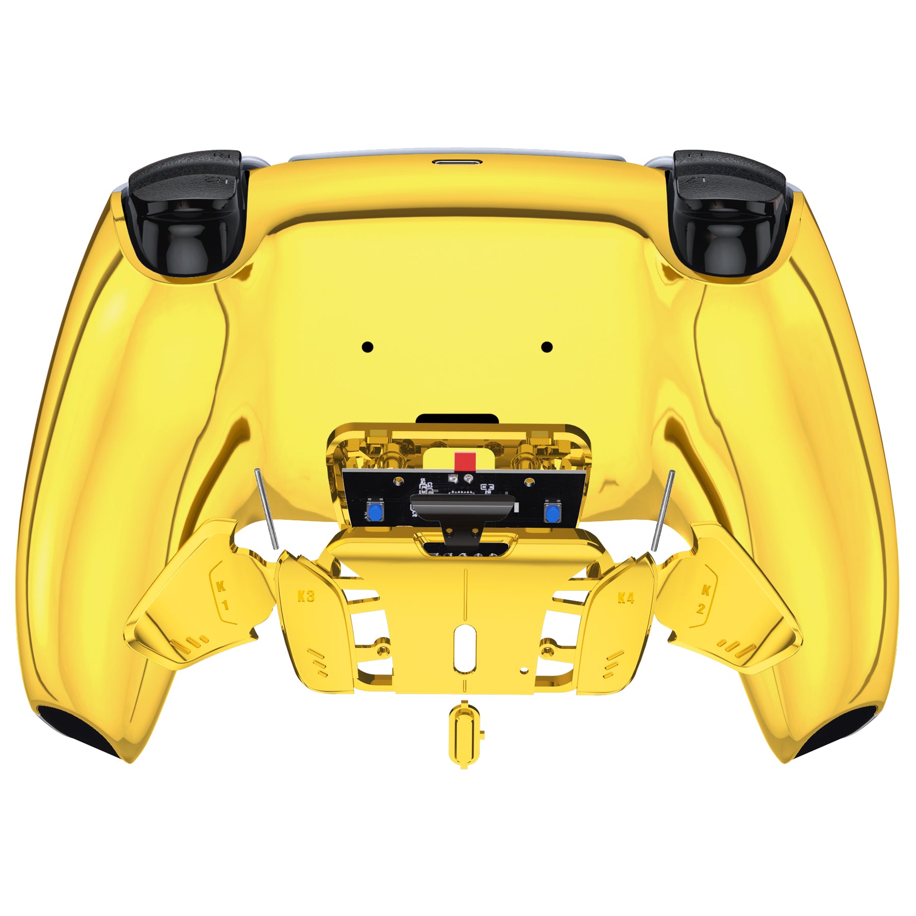 eXtremeRate Retail Chrome Gold Remappable RISE 4.0 Remap Kit for PS5 Controller BDM-030, Upgrade Board & Redesigned Back Shell & 4 Back Buttons for PS5 Controller - Controller NOT Included - YPFD4001G3