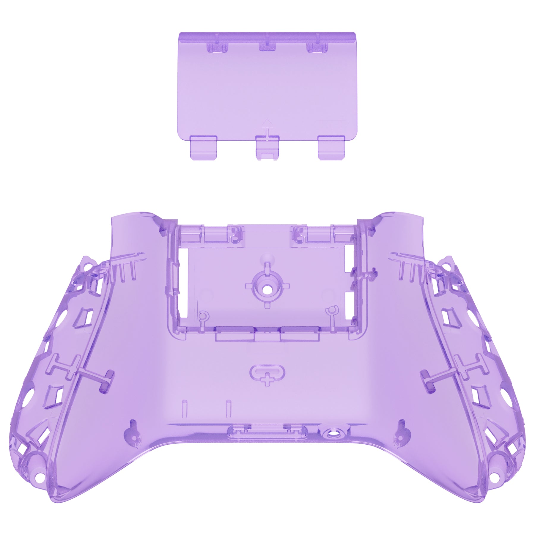 eXtremeRate Retail Clear Atomic Purple Custom Bottom Shell with Battery Cover for Xbox Series S/X Controller, DIY Replacement Backplate Cover for Xbox Core Controller Model 1914 - Controller & Side Rails NOT Included - BX3M505
