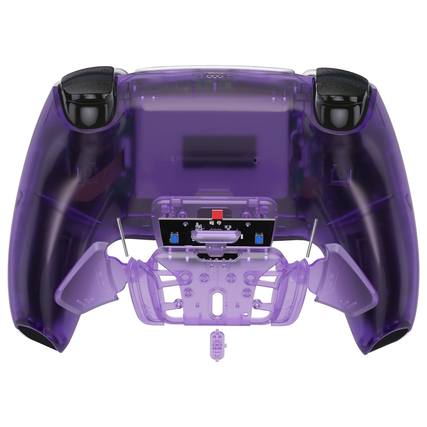 eXtremeRate Retail Clear Atomic Purple Remappable RISE 4.0 Remap Kit for ps5 Controller BDM-030, Upgrade Board & Redesigned Back Shell & 4 Back Buttons for ps5 Controller - Controller NOT Included - YPFM5002G3