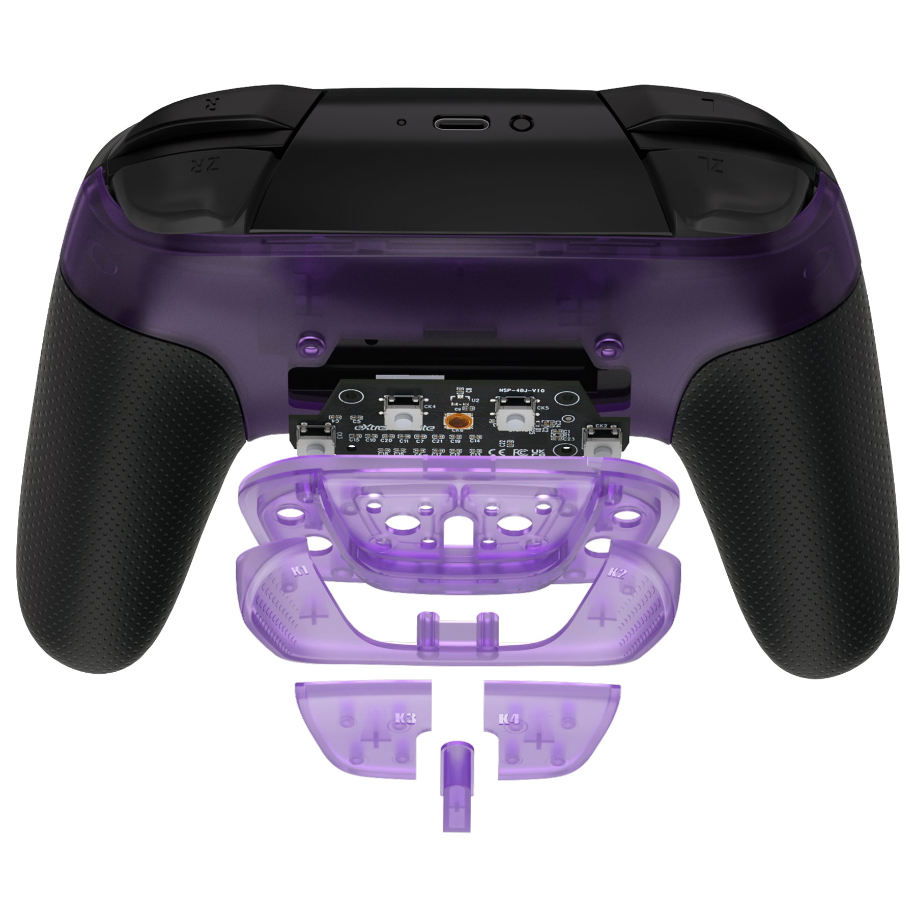 eXtremeRate Retail Remappable RISE4 Remap Kit for Nintendo Switch Pro Controller - Clear Atomic Purple - XGNPM002