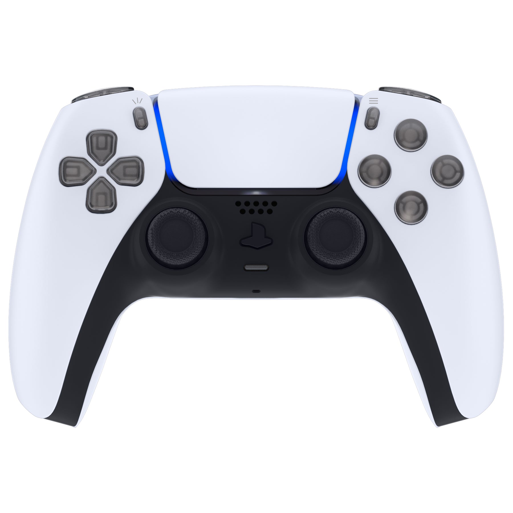 eXtremeRate Retail Replacement D-pad R1 L1 R2 L2 Triggers Share Options Face Buttons, Clear Black Full Set Buttons Compatible With ps5 Controller BDM-010 & BDM-020 - JPF3023G2
