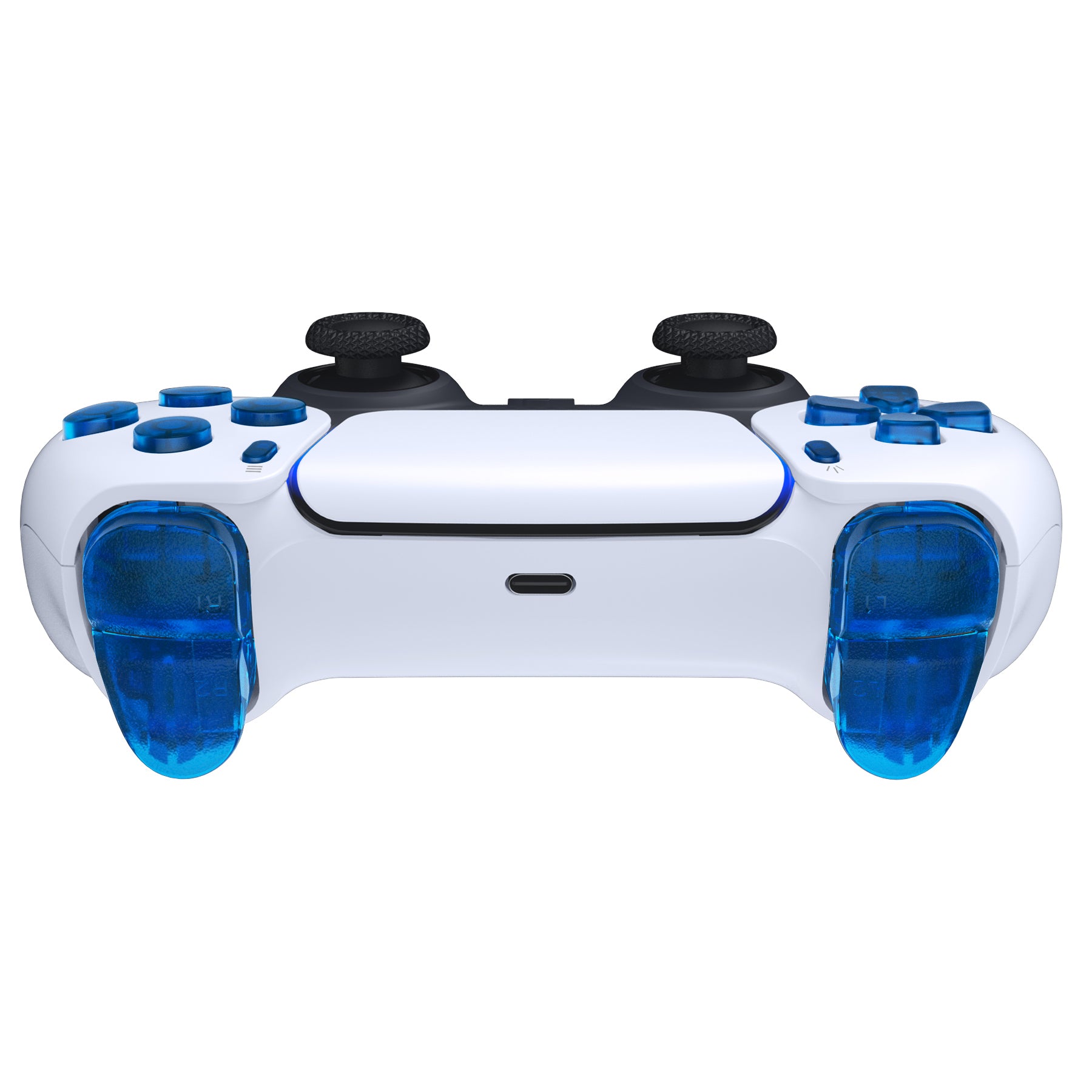 eXtremeRate Replacement Full Set Buttons Compatible with PS5 Controller BDM-030/040 - Clear Blue eXtremeRate