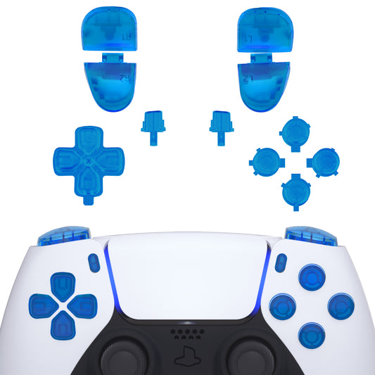 eXtremeRate Retail Replacement D-pad R1 L1 R2 L2 Triggers Share Options Face Buttons, Clear Blue Full Set Buttons Compatible with ps5 Controller BDM-030 - JPF3004G3