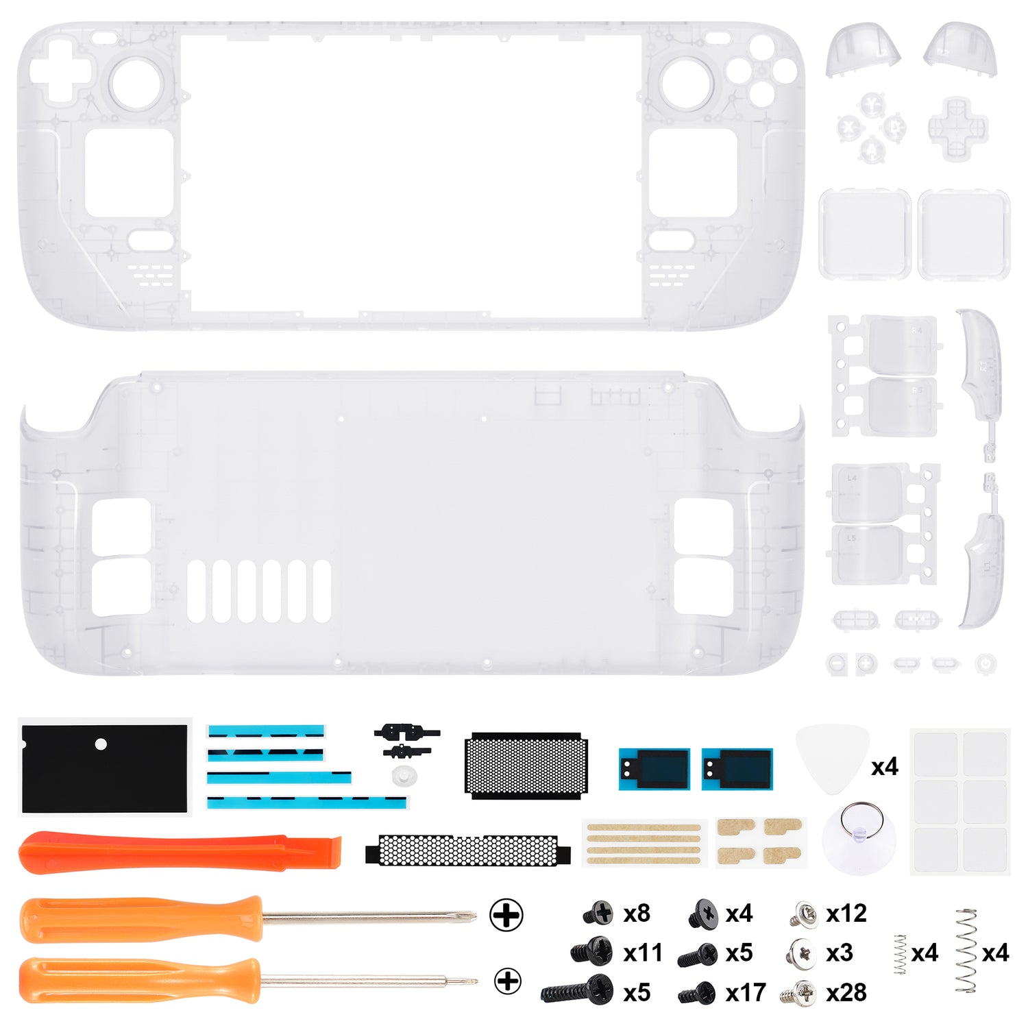 eXtremeRate Retail Clear Custom Full Set Shell with Buttons for Steam Deck Console