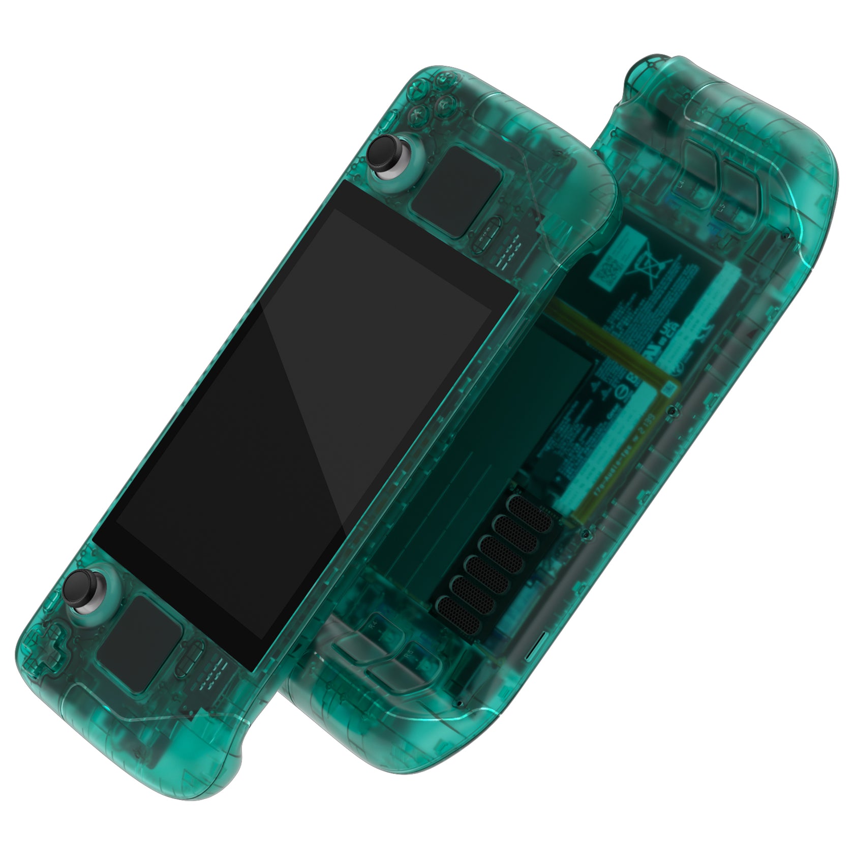 Extremerate Clear Emerald Green Custom Faceplate Back Plate For Steam Deck Handheld Console 4615