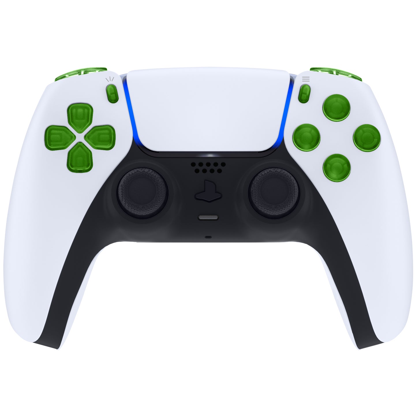 eXtremeRate Replacement Full Set Buttons Compatible with PS5 Controller BDM-030/040 - Clear Green eXtremeRate