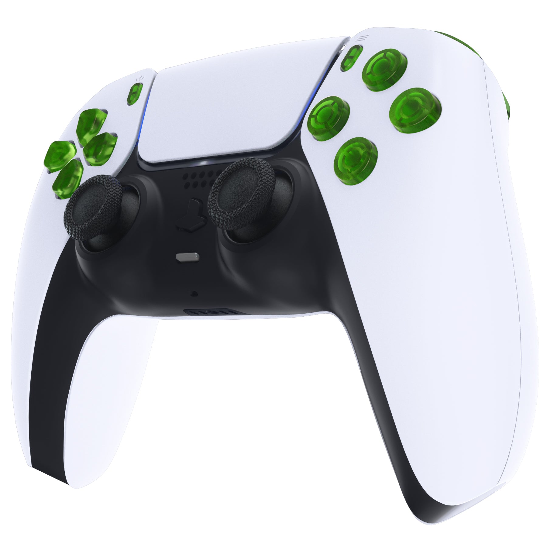 eXtremeRate Replacement Full Set Buttons Compatible with PS5 Controller BDM-030/040 - Clear Green eXtremeRate